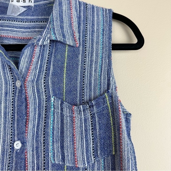 Aztec Hippie linen blend button down blouse top women’s Small by Dash - Picture 4 of 4